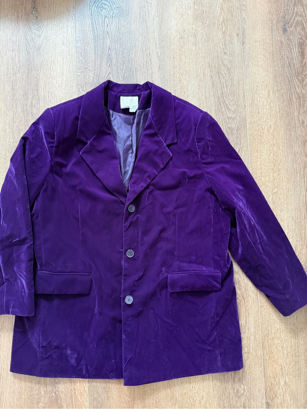 Roaman's Women's Plus Size Royal Purple Velvet 3-Button Blazer Jacket